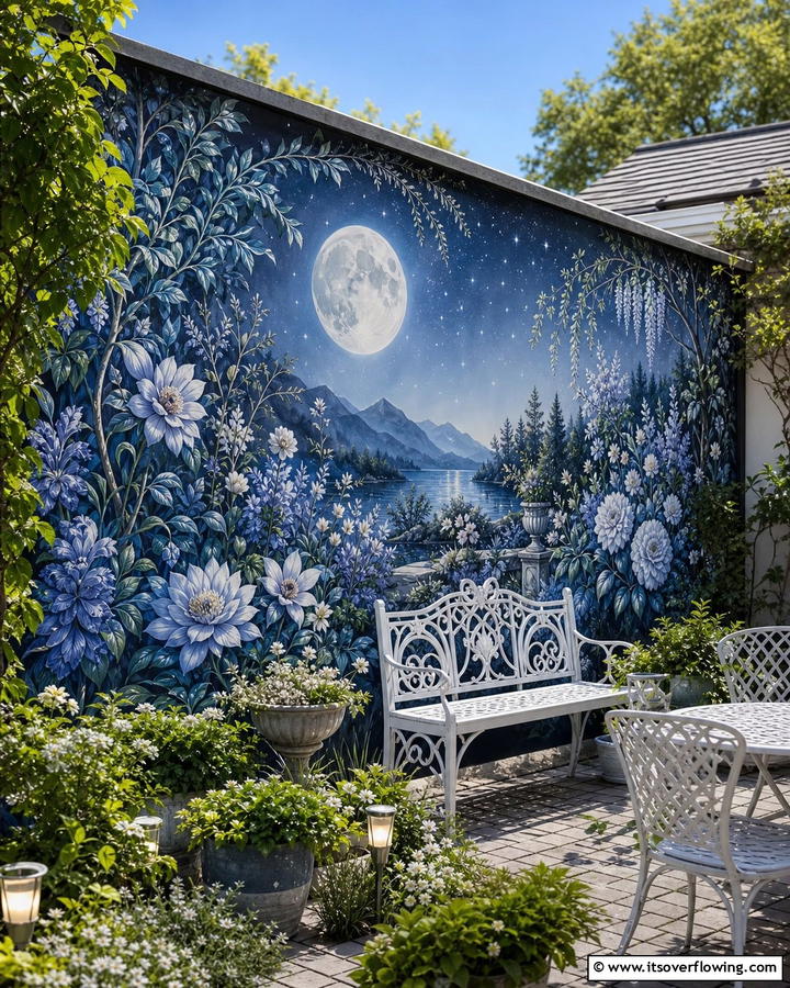 Mystic Moonlit Garden Mural - 21 Garden Mural Ideas to Transform Outdoor Walls Artistically
