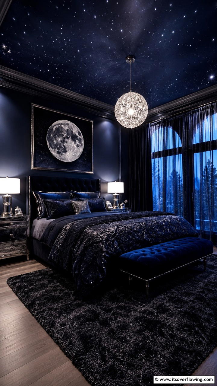 Mystical Midnight - 30 Dark Bedroom Ideas- Moody and Sophisticated Retreat