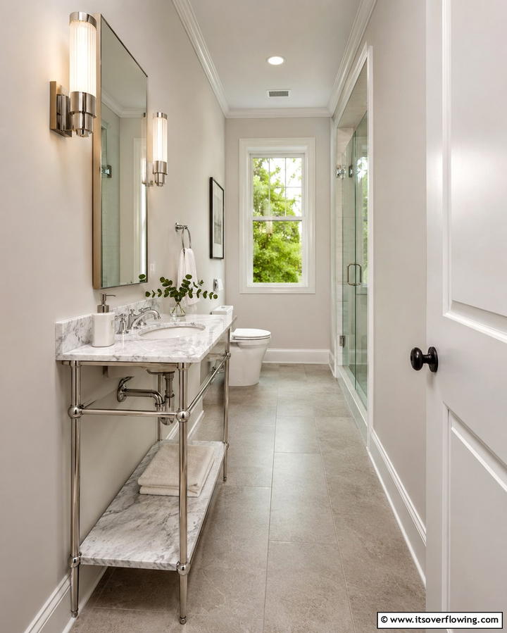 Narrow Console Vanity Option - 30 Small Bathroom Vanity Ideas for Space-Saving Style