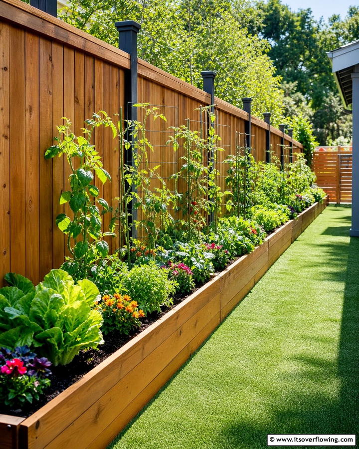 Narrow and Long Raised Beds - 20 Raised Garden Bed Along Fence Ideas for Your Yard