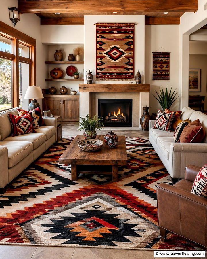 Native American Inspired Patterns for Authenticity - 30 Warm Southwestern Living Room Decor Concepts