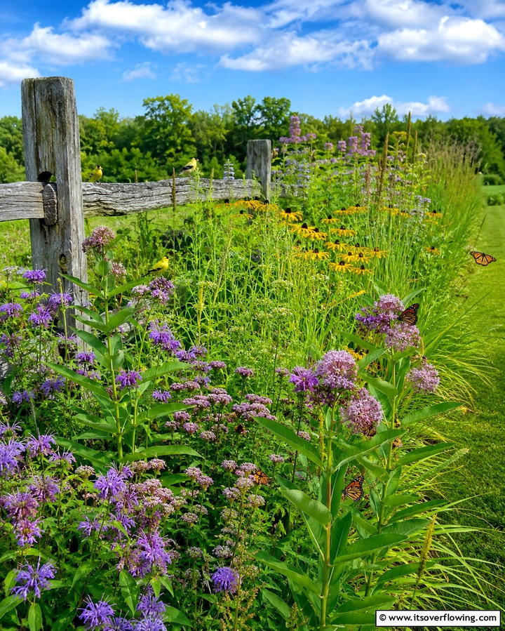 Native Ecosystem Embrace - 30 Simple Fence Line Landscaping Ideas for Curb Appeal