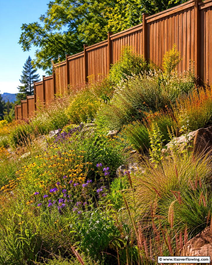 Native Planting Edge - 30 Simple Fence Line Landscaping Ideas for Curb Appeal