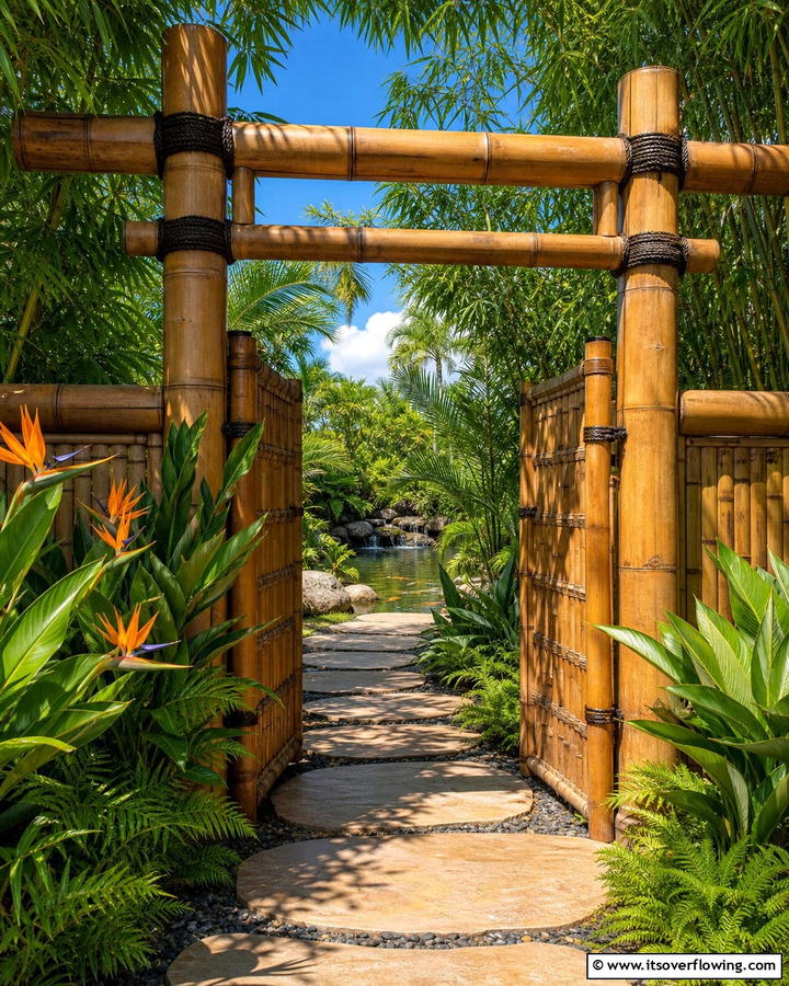 Natural Bamboo Gateway - 30 Garden Gate Ideas- Charming Entrances & DIY Projects