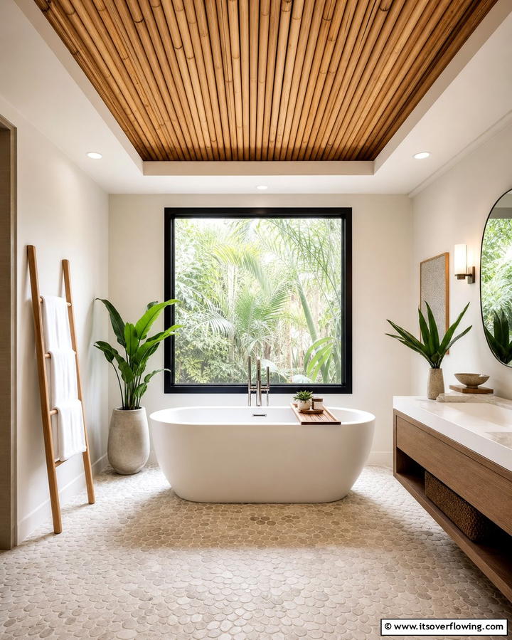 Natural Bamboo Panels - 25 Reverse Tray Ceiling Ideas for a Unique Look