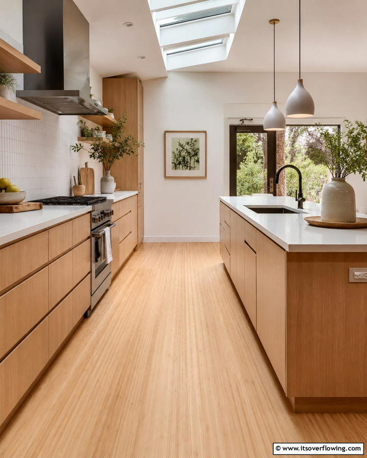 Natural Beauty with Bamboo Floors - 25 Kitchen Floor Ideas to Transform Your Cooking Space