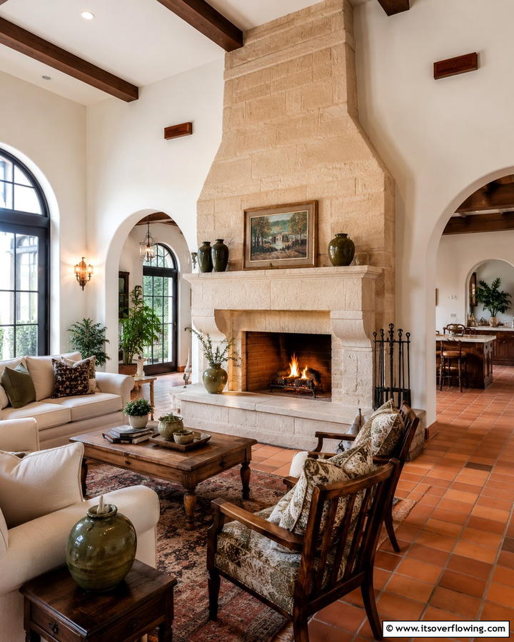 Natural Beauty with Sandstone - 25 Floor-to-Ceiling Stone Fireplace Ideas for Cozy Homes