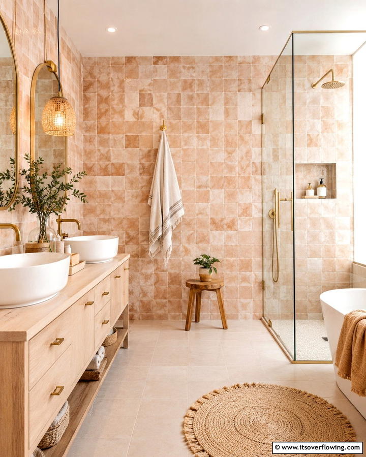 Natural Clay Tiles for Earthy Warmth - 25 Natural Bathroom Ideas for a Spa-Like Retreat at Home