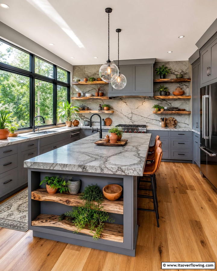 Natural Element Integration - 21 Gray Kitchens- Timeless Designs for Modern Homes
