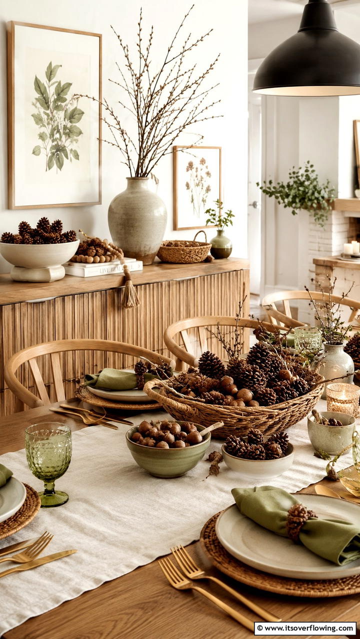 Natural Elements Accent - 30 Friendsgiving Decor Ideas for Festive Gatherings