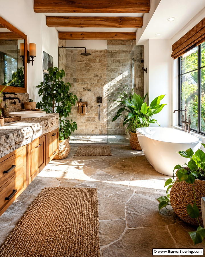 Natural Elements Bathroom - 30 Stylish Bathroom Decor Ideas for a Spa-Like Retreat