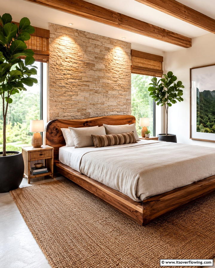Natural Elements Integration - 30 Relaxing Bedroom Ideas for a Serene Sleep Sanctuary