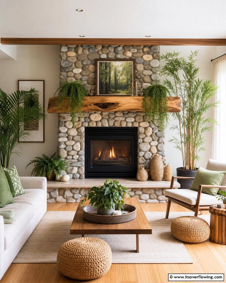 Natural Elements Integration - 21 Fireplace Decor Ideas to Style Your Mantel Year-Round