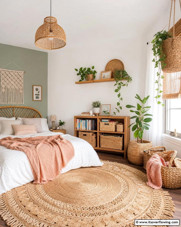 Natural Fiber Baskets - 20 Girls Boho Bedroom Ideas for a Chic and Relaxing Space