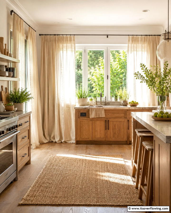 Natural Fiber Curtains - 25 Earthy Kitchen Ideas for a Natural Look