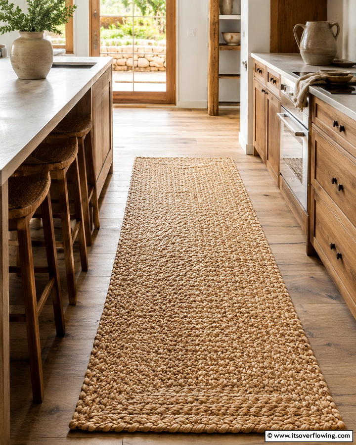 Natural Fiber Rug - 30 Kitchen Rug Ideas- Stylish and Durable Floor Solutions