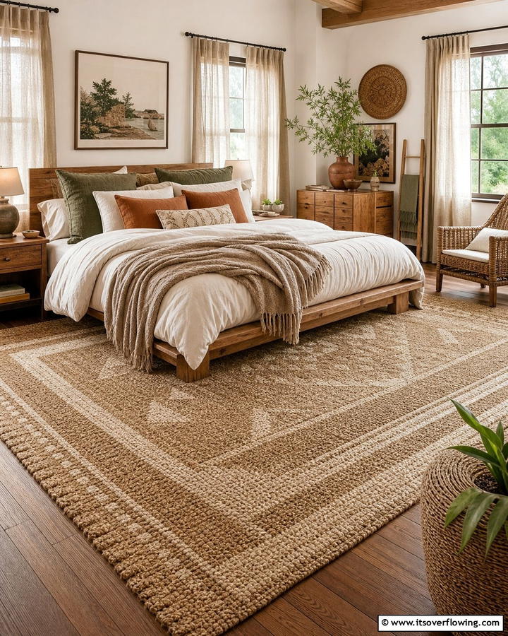 Natural Fiber Rugs - 21 Earthy Bedroom Ideas for a Calming Retreat