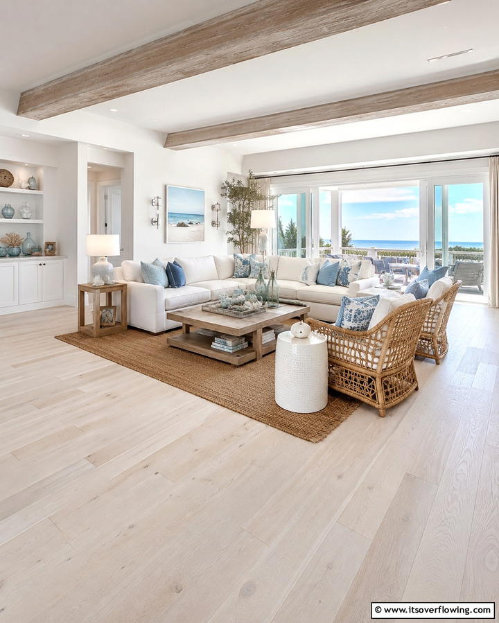 Natural Fiber Rugs - 25 Beach House Living Room Ideas for a Coastal Vibe
