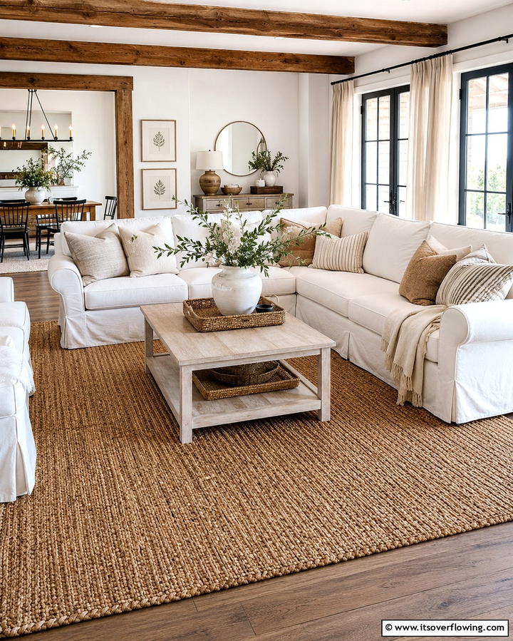 Natural Fiber Rugs - 25 Farmhouse Living Room Ideas for a Rustic Charm