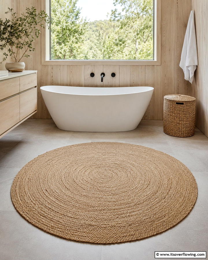 Natural Fiber Rugs - 25 Rustic Bathroom Ideas for a Cozy Feel