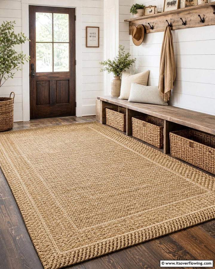 Natural Fiber Rugs for Comfort and Durability - 20 Farmhouse Mudroom Ideas for a Rustic Entryway