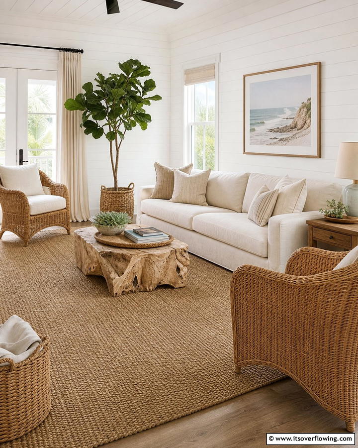 Natural Fiber Rugs for Organic Appeal - 20 Pottery Barn Living Room Ideas for Timeless Style