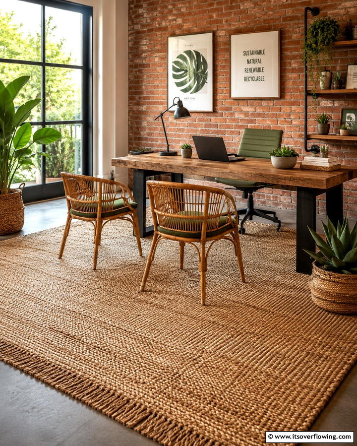 Natural Fiber Rugs for an Eco Friendly Office - 25 Office Rug Ideas to Transform Your Workspace