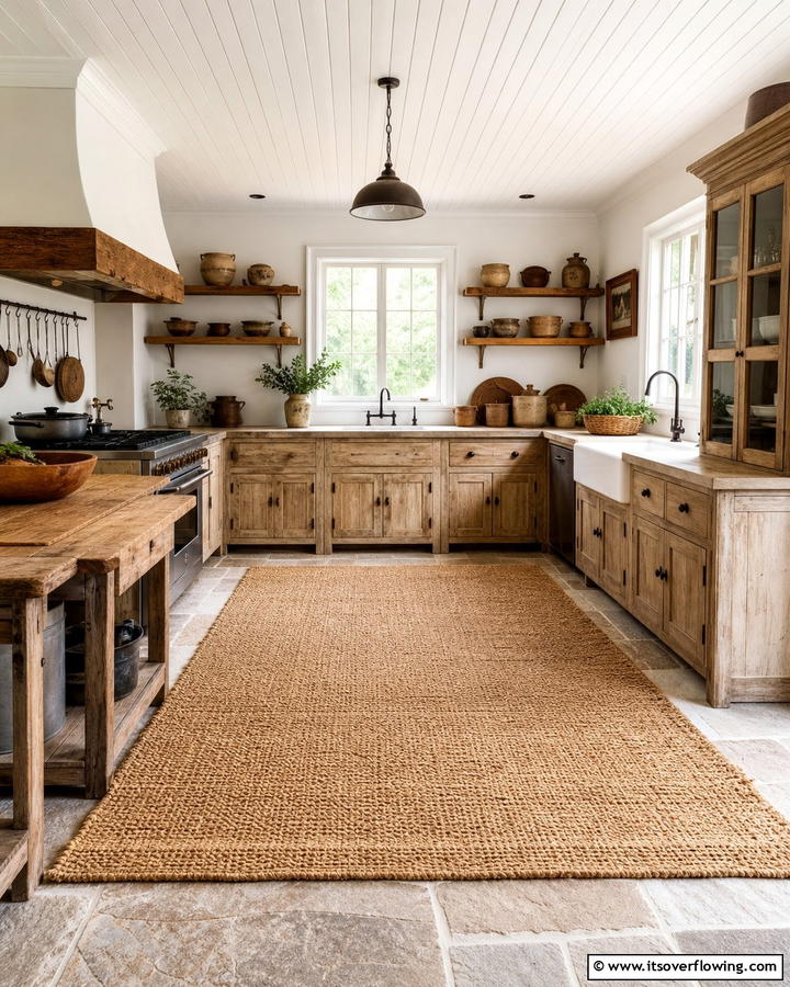 Natural Fiber Rugs - 20 Primitive Kitchen Ideas for a Rustic Charm