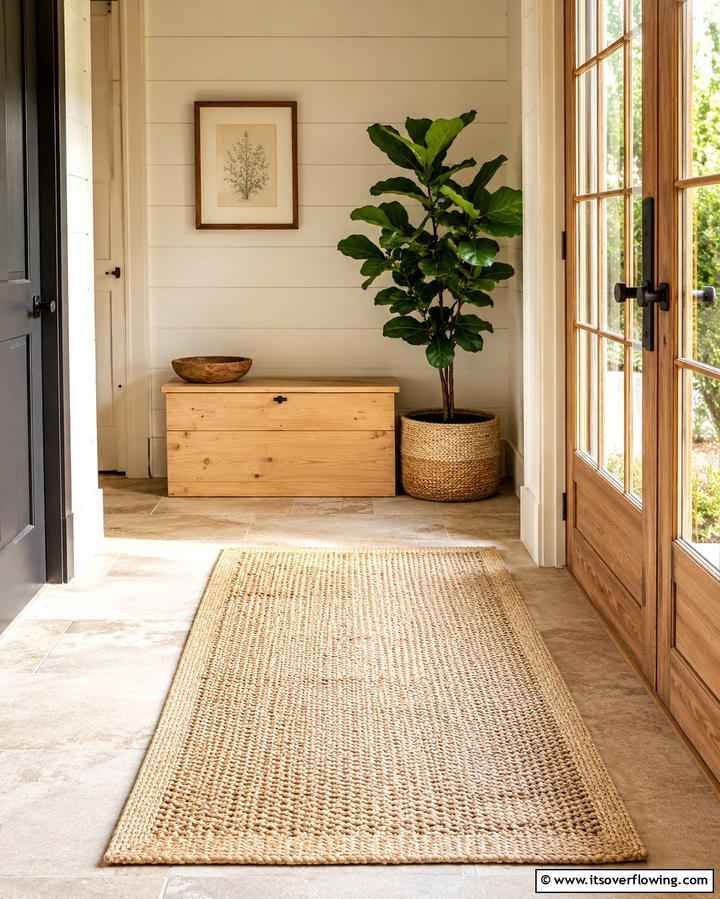 Natural Fiber Serenity - 30 Welcoming Entryway Rug Designs to Elevate First Impressions
