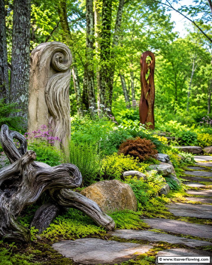 Natural Garden Sculptures - 30 Rustic Landscaping Ideas for Natural Yard Beauty