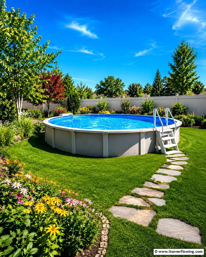 Natural Grass Perimeter - 25 Above Ground Pool Landscaping Ideas for a Stunning Yard