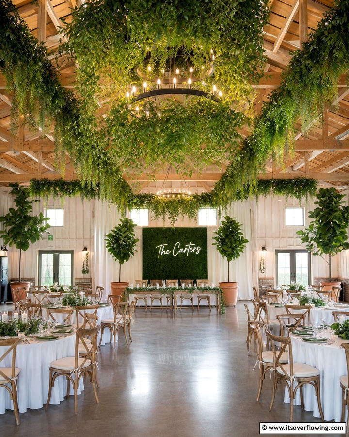 Natural Greenery Decor - 21 Barn Wedding Ideas for a Rustic and Romantic Celebration