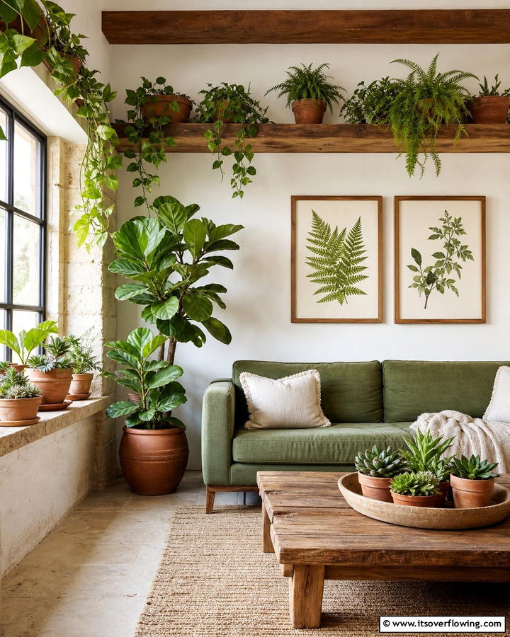Natural Indoor Greenery - 21 Rustic Living Room Ideas for Cozy Natural Interior Designs