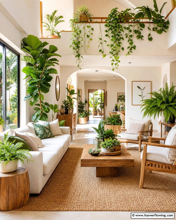 Natural Indoor Plants - 21 Cozy Living Room Ideas for Warm & Inviting Spaces