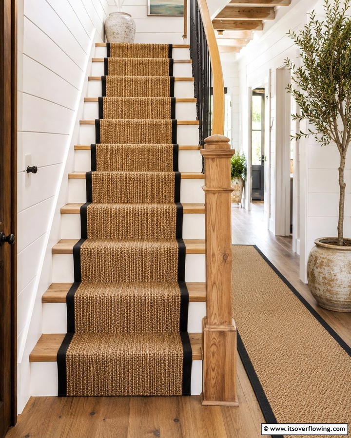 Natural Jute or Sisal Runners - 25 Stair Runner Ideas for Safety and Style in Your Home