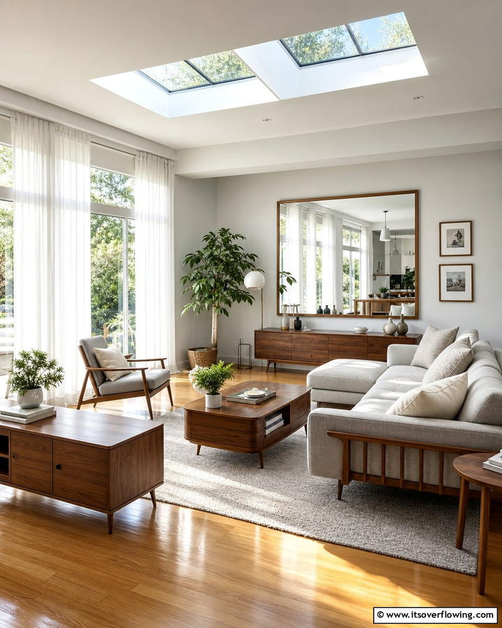 Natural Light Enhancement - 21 Mid-Century Modern Living Room Ideas- Timeless Style