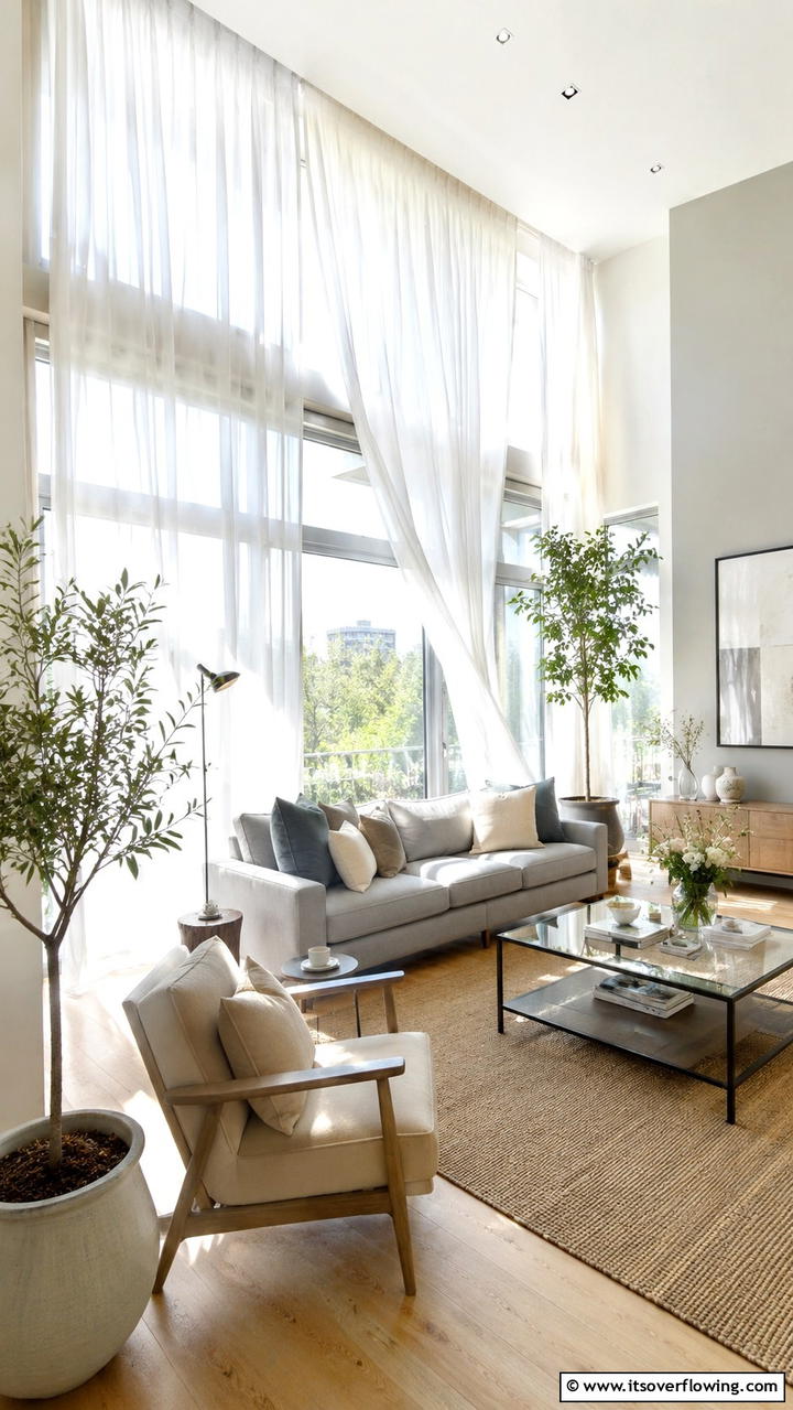 Natural Light Infusion - 30 Grey and Beige Living Room Ideas- Warm Minimalist Designs
