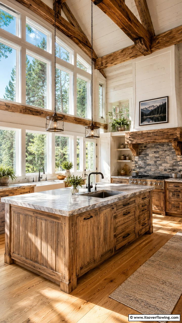 Natural Light and Rustic Accents - 30 Cabin Kitchen Ideas- Rustic and Cozy Cooking Spaces