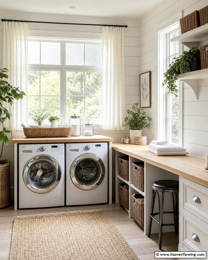 Natural Light with Large Windows - 20 Laundry Room Lighting Ideas to Brighten Your Space