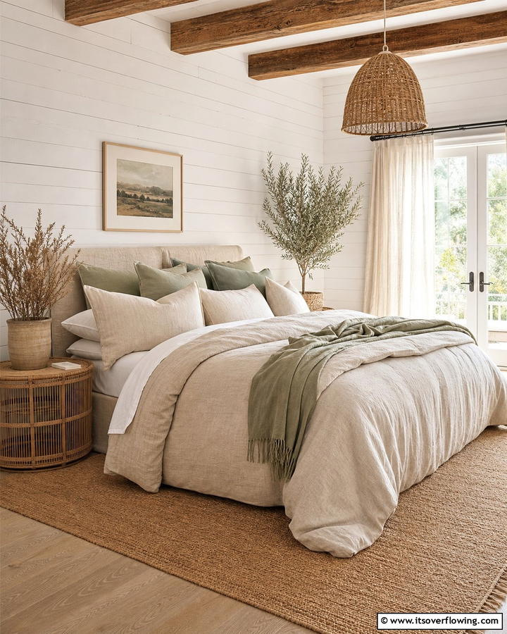 Natural Linen Layers - 21 Farmhouse Bedroom Ideas for Rustic Comfort