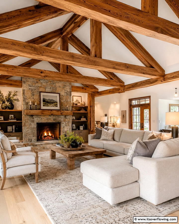 Natural Oak Beam Installations - 30 Rustic Ceiling Ideas to Add Warmth to Any Room