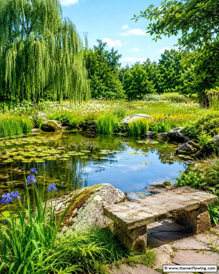 Natural Pond Serenity - 30 Rustic Landscaping Ideas for Natural Yard Beauty