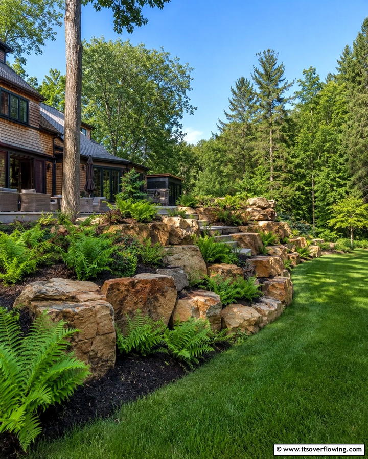 Natural Rock Retaining Wall - 25 Inexpensive Retaining Wall Ideas for Your Yard