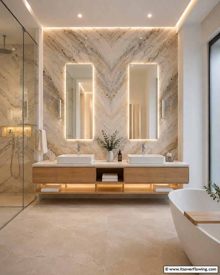 Natural Stone Accents - 25 Spa-Like Bathroom Ideas for a Relaxing Retreat