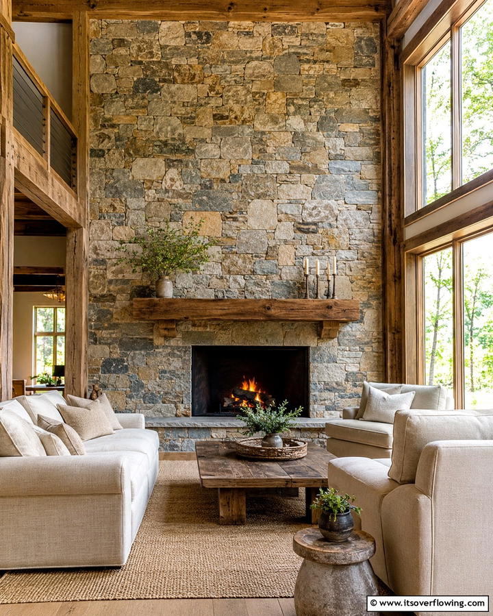 Natural Stone Accents - 25 Southwest Living Room Ideas for a Cozy Vibe