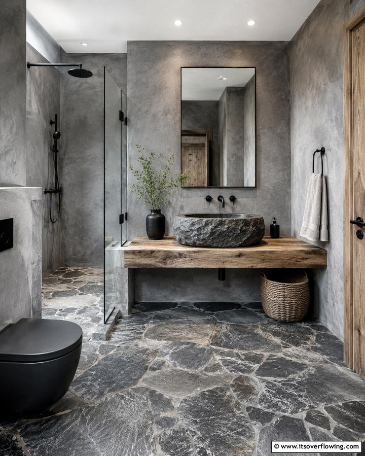 Natural Stone Accents - 30 Wabi Sabi Interior Design Ideas for Serene Minimalism
