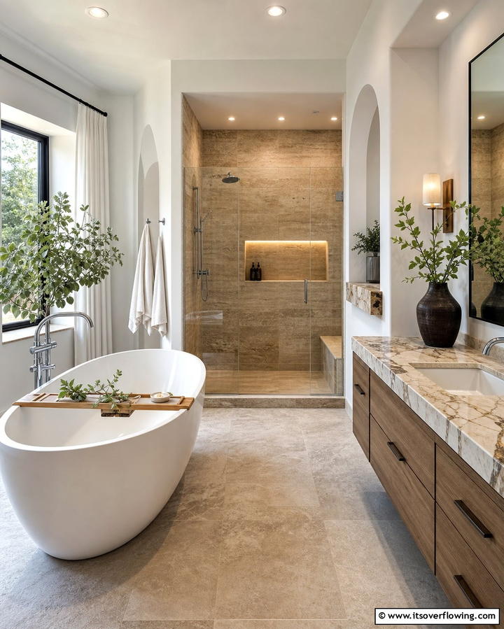 Natural Stone Accents - 25 Bathroom Remodel Ideas for a Fresh New Look