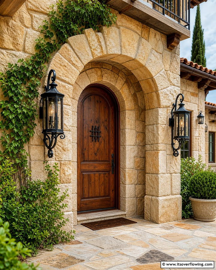 Natural Stone Archways Around Doors - 25 Mediterranean Front Door Ideas for a Warm Welcome