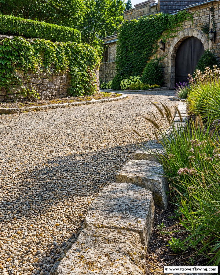 Natural Stone Borders - 25 Gravel Driveway Edging Ideas for a Polished Look