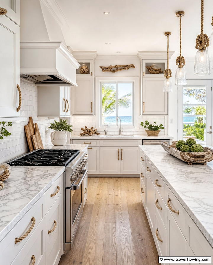 Natural Stone Countertops - 25 Coastal Kitchen Ideas for a Beach-Inspired Look